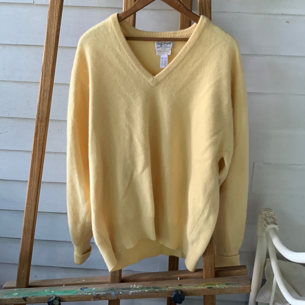 Paul Stuart Vintage Yellow Cashmere V-neck